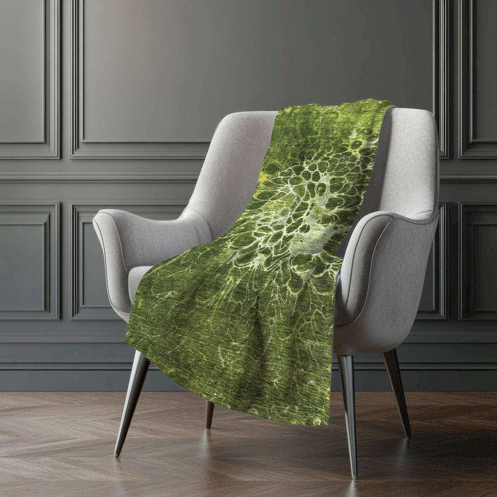 Premium Machine Washable ASB652 Olive 50" x 70" Sherpa Throw Blanket. Picture 5