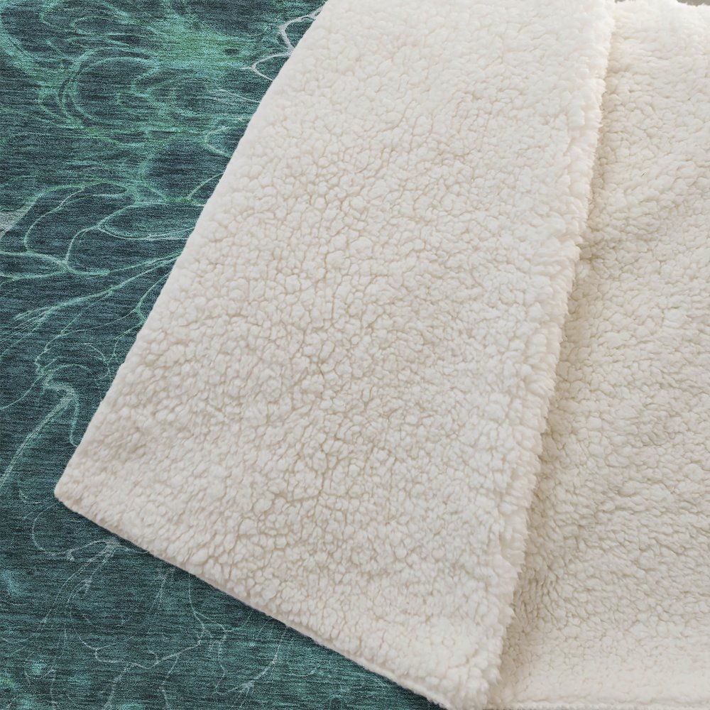 Premium Machine Washable ASB652 Teal 50" x 70" Sherpa Throw Blanket. Picture 2