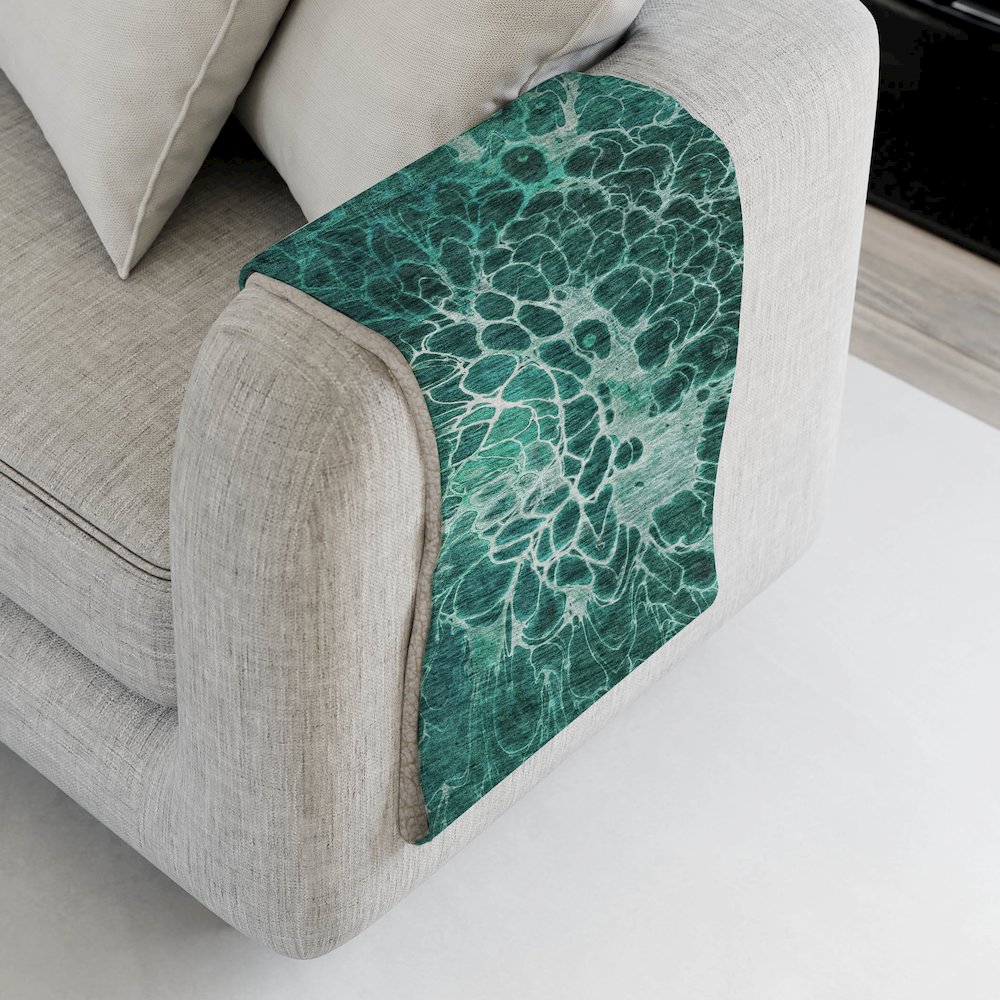 Premium Machine Washable ASB652 Teal 50" x 70" Sherpa Throw Blanket. Picture 4