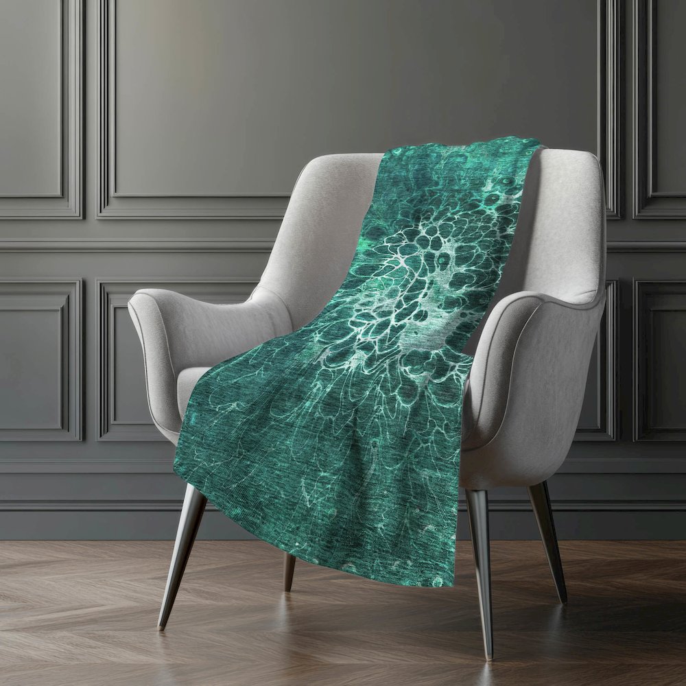 Premium Machine Washable ASB652 Teal 50" x 70" Sherpa Throw Blanket. Picture 5