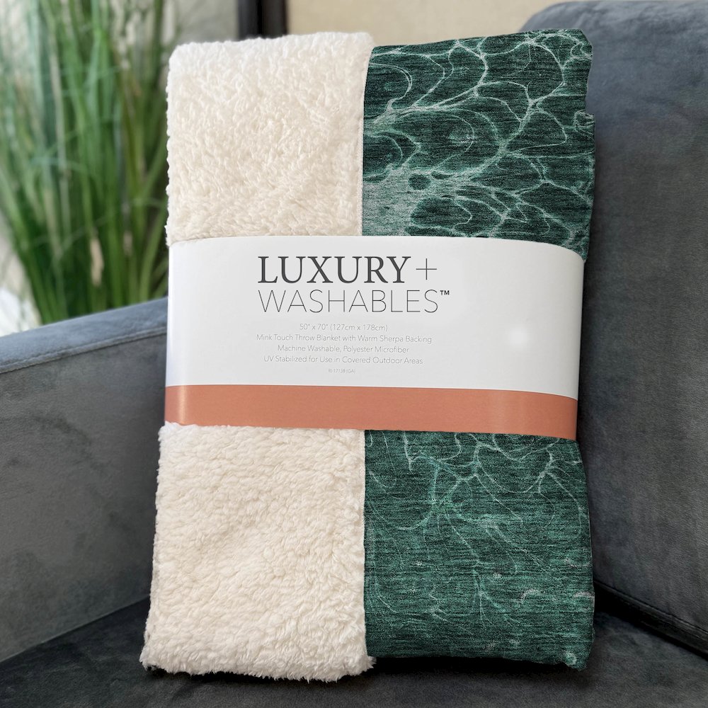 Premium Machine Washable ASB652 Teal 50" x 70" Sherpa Throw Blanket. Picture 3