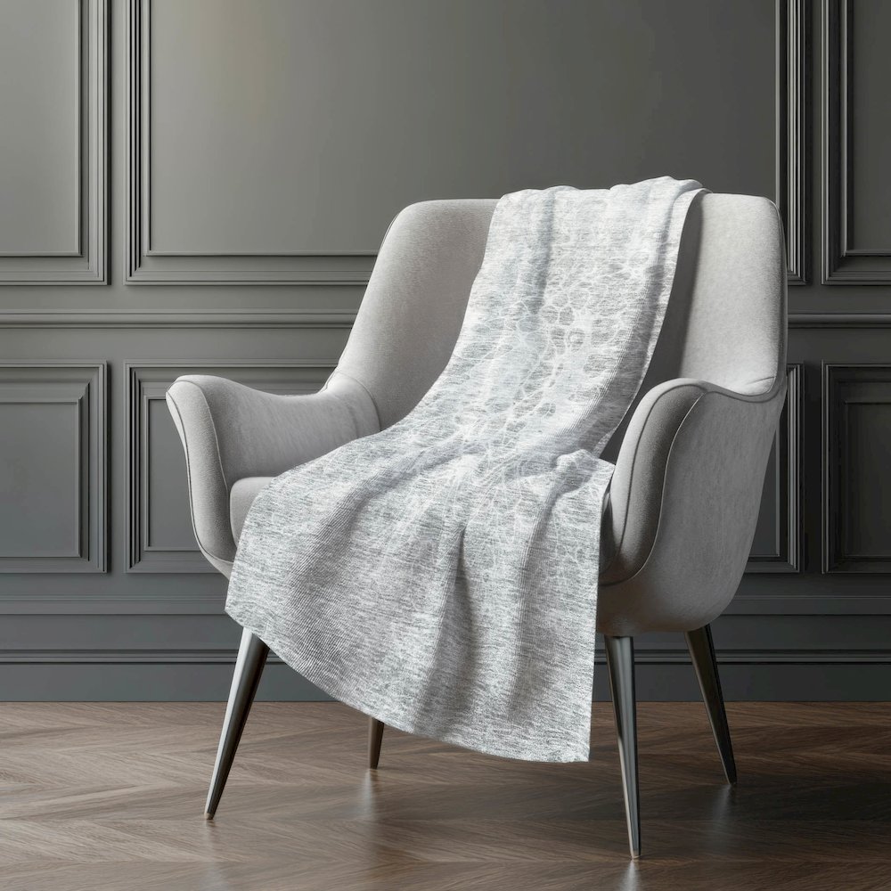 Premium Machine Washable ASB653 Silver 50" x 70" Sherpa Throw Blanket. Picture 5