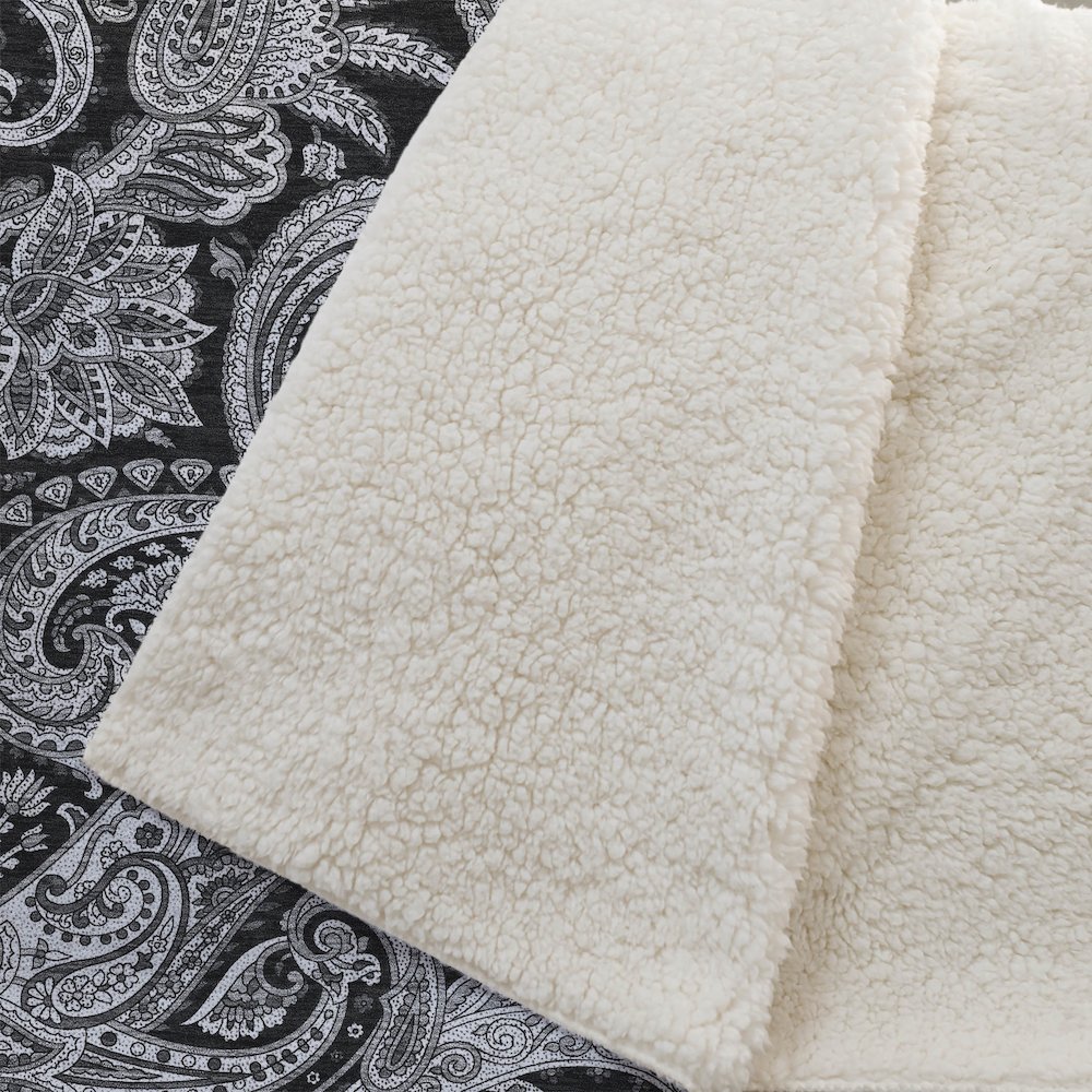 Premium Machine Washable ASB654 Black 50" x 70" Sherpa Throw Blanket. Picture 2
