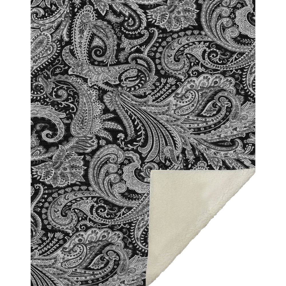 Premium Machine Washable ASB654 Black 50" x 70" Sherpa Throw Blanket. Picture 1