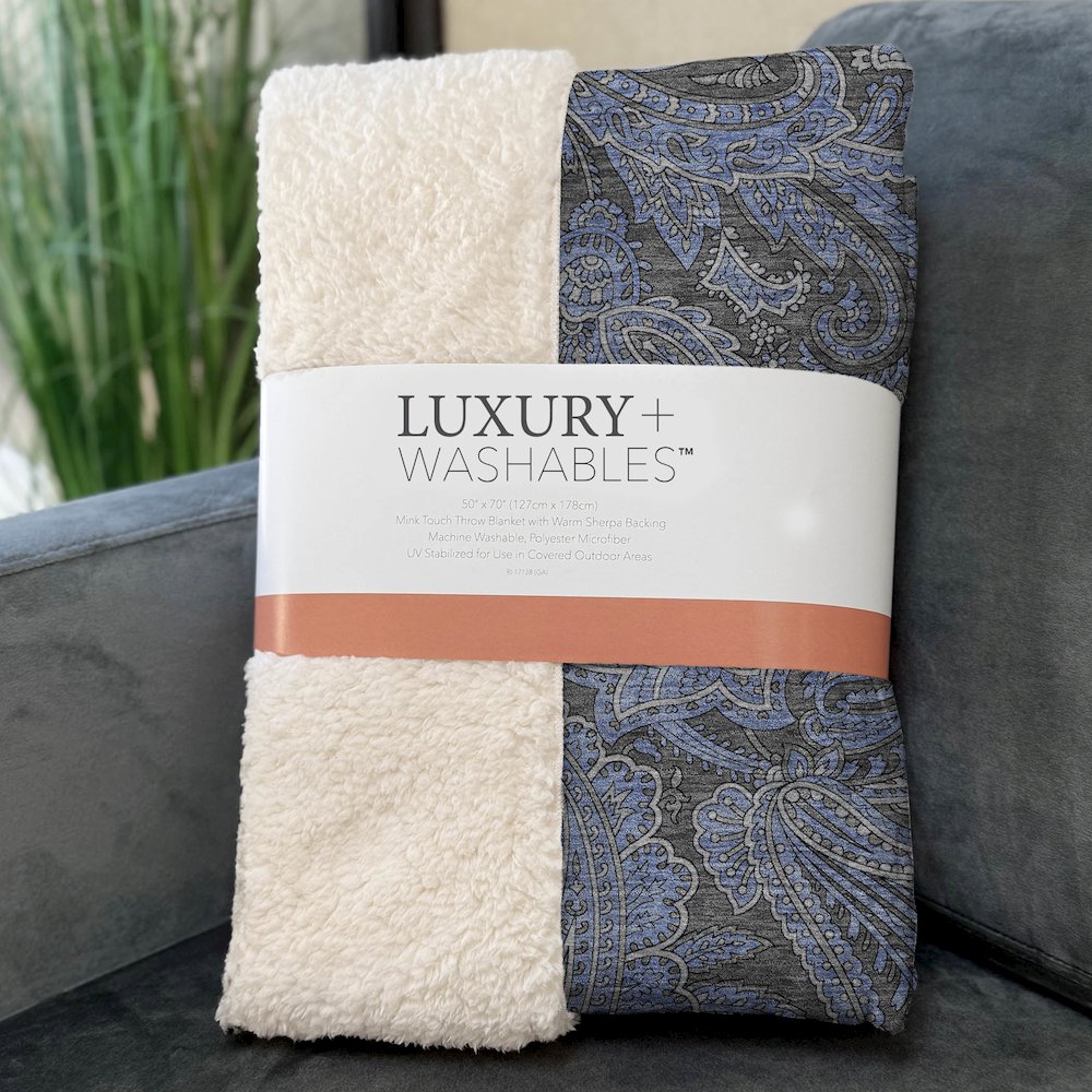 Premium Machine Washable ASB654 Charcoal 50" x 70" Sherpa Throw Blanket. Picture 3
