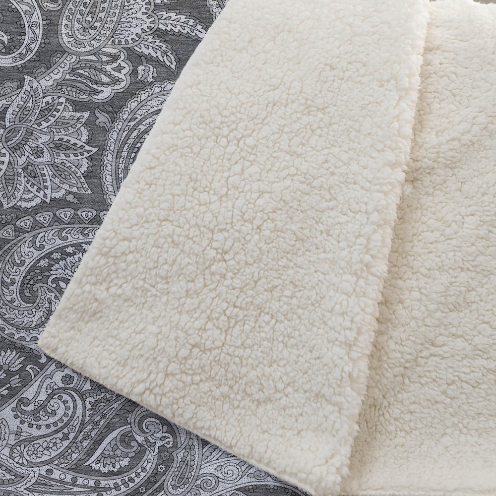 Premium Machine Washable ASB654 Gray 50" x 70" Sherpa Throw Blanket. Picture 2