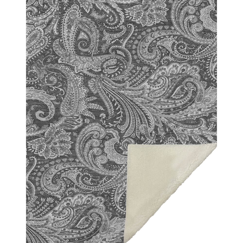 Premium Machine Washable ASB654 Gray 50" x 70" Sherpa Throw Blanket. Picture 1