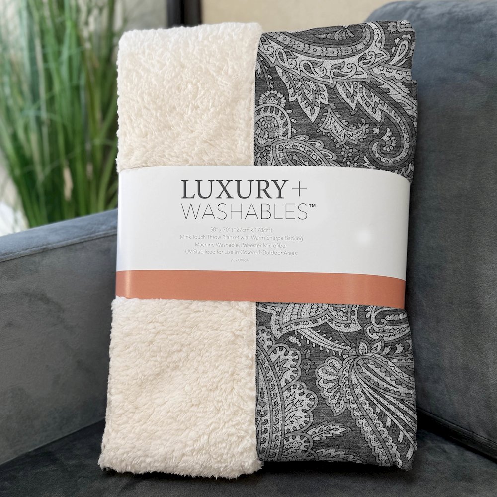 Premium Machine Washable ASB654 Gray 50" x 70" Sherpa Throw Blanket. Picture 3