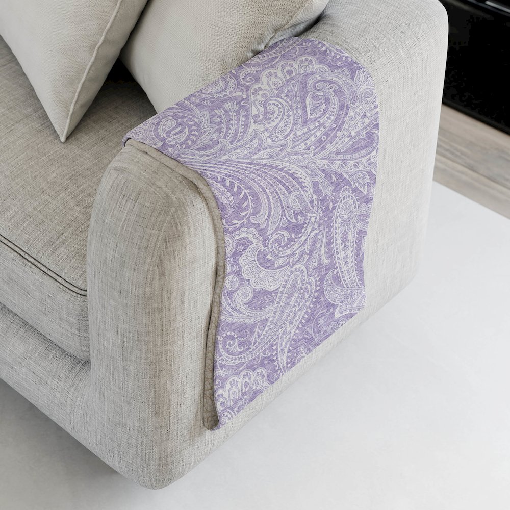 Premium Machine Washable ASB654 Lavender 50" x 70" Sherpa Throw Blanket. Picture 4