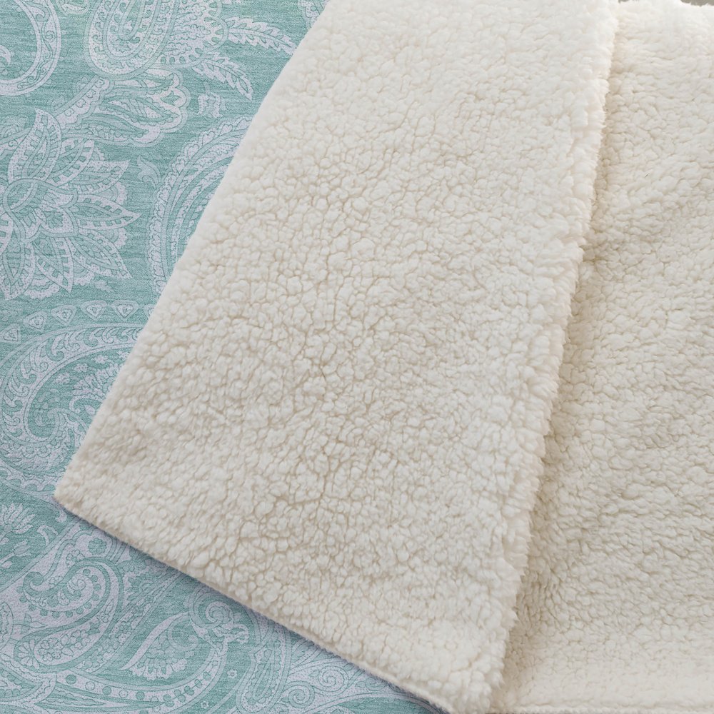Premium Machine Washable ASB654 Teal 50" x 70" Sherpa Throw Blanket. Picture 2