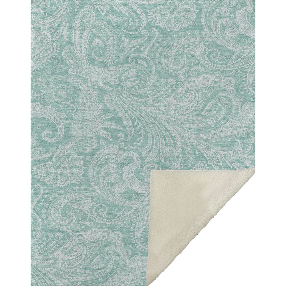 Premium Machine Washable ASB654 Teal 50" x 70" Sherpa Throw Blanket. Picture 1