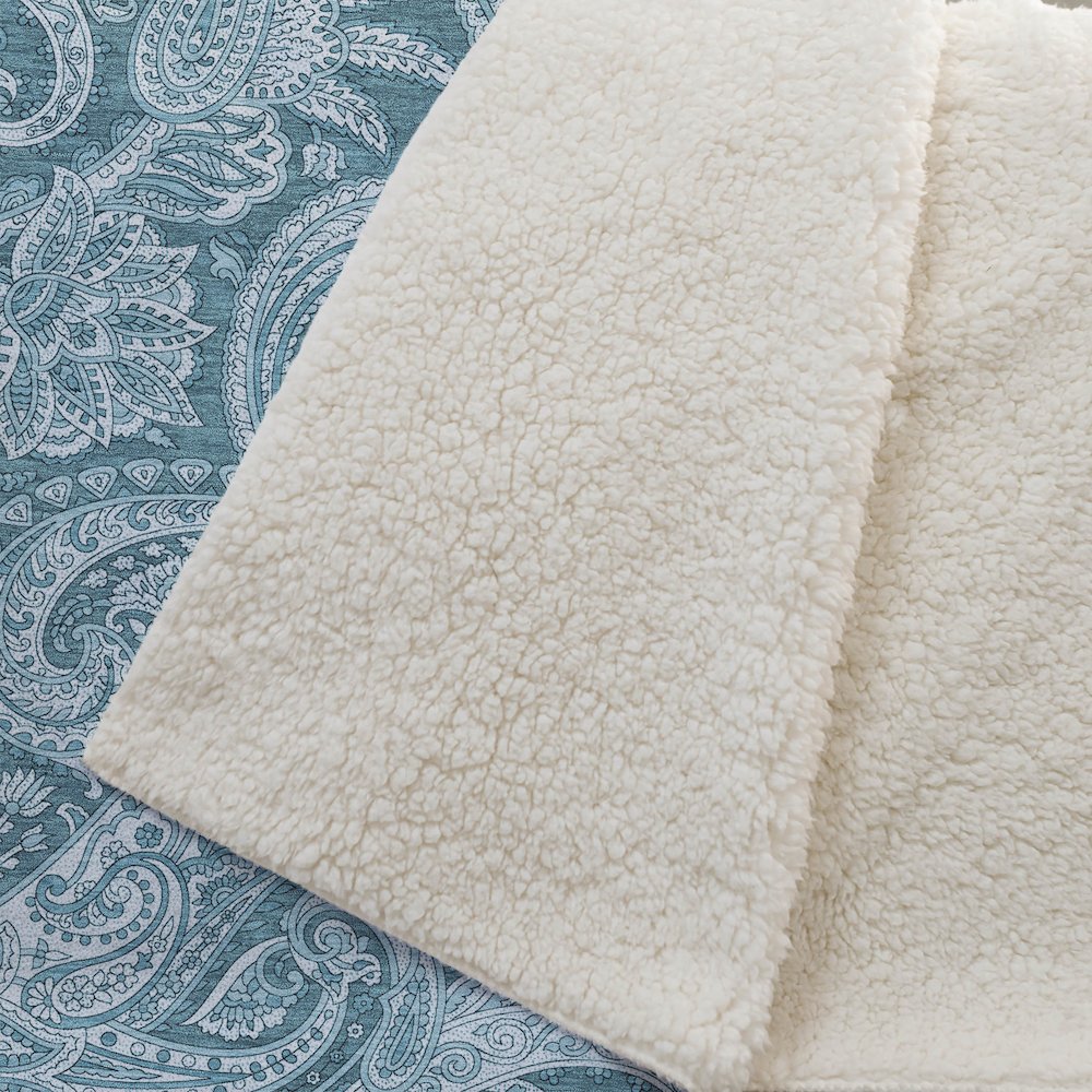 Premium Machine Washable ASB654 Turquoise 50" x 70" Sherpa Throw Blanket. Picture 2