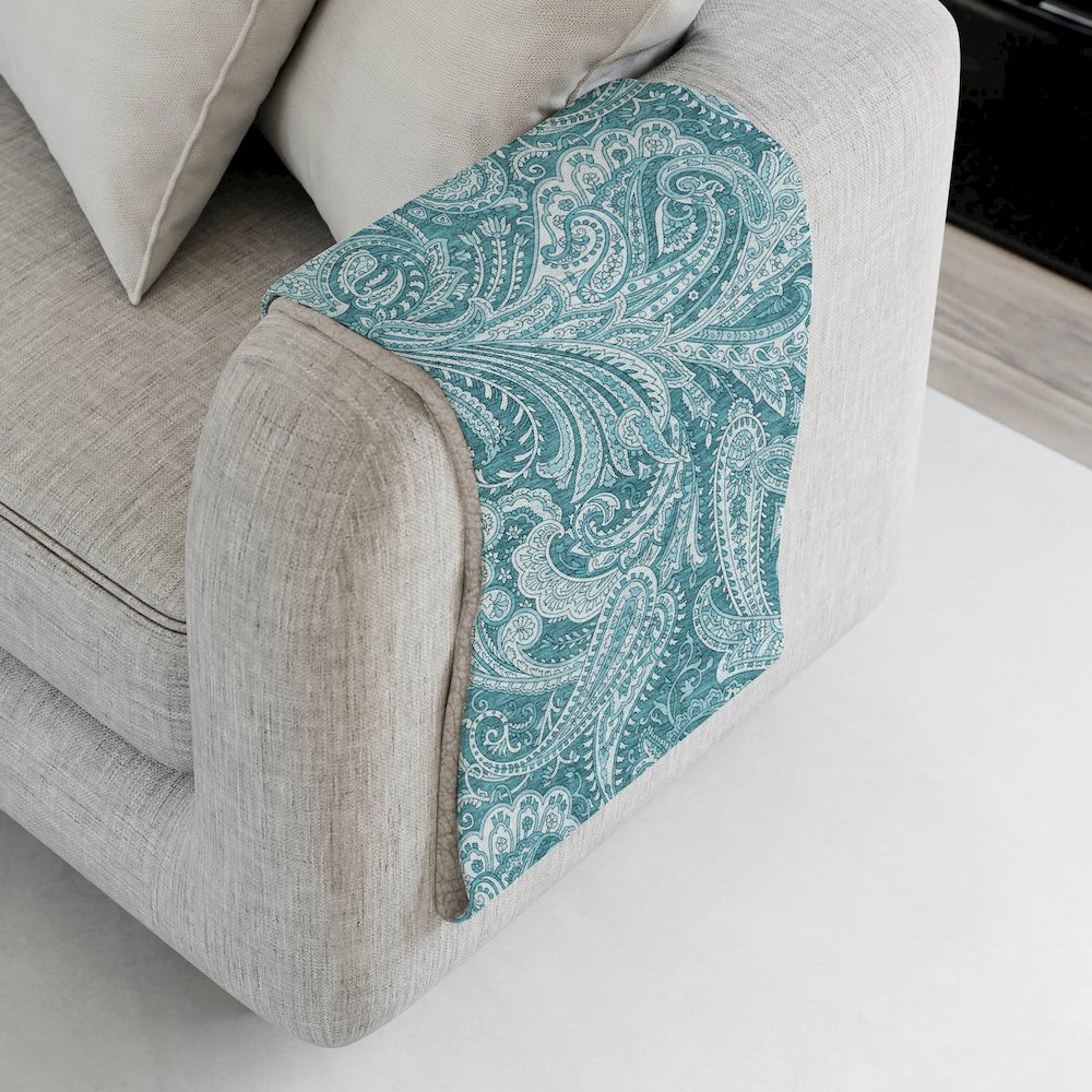 Premium Machine Washable ASB654 Turquoise 50" x 70" Sherpa Throw Blanket. Picture 4