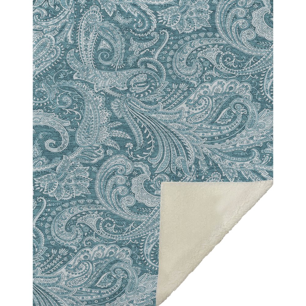 Premium Machine Washable ASB654 Turquoise 50" x 70" Sherpa Throw Blanket. Picture 1