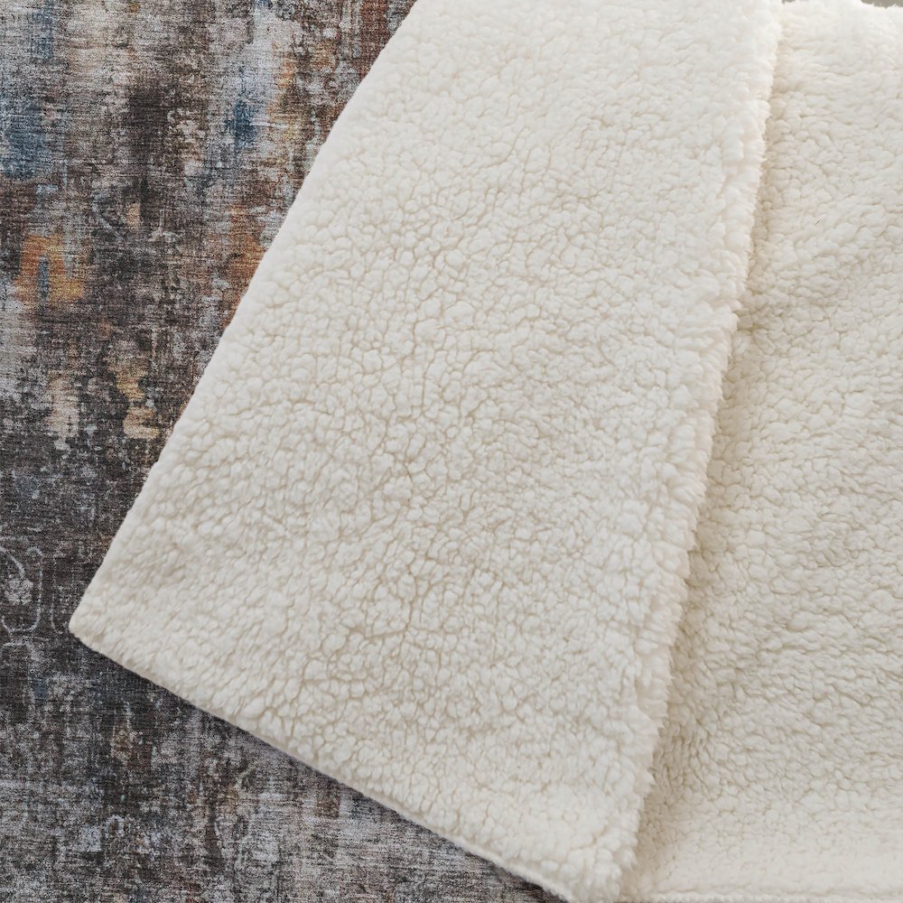 Premium Machine Washable ASB655 Taupe 50" x 70" Sherpa Throw Blanket. Picture 2
