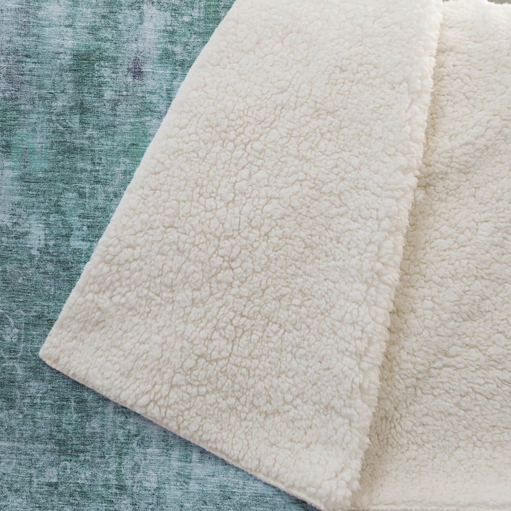 Premium Machine Washable ASB655 Teal 50" x 70" Sherpa Throw Blanket. Picture 2