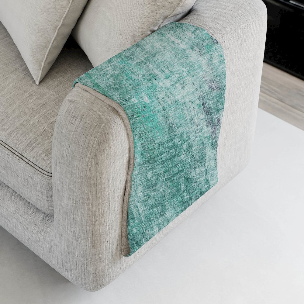 Premium Machine Washable ASB655 Teal 50" x 70" Sherpa Throw Blanket. Picture 4