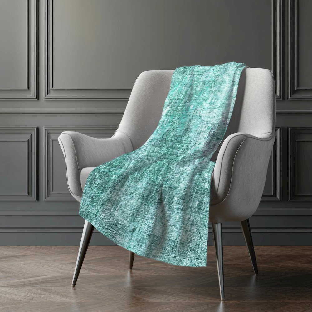 Premium Machine Washable ASB655 Teal 50" x 70" Sherpa Throw Blanket. Picture 5