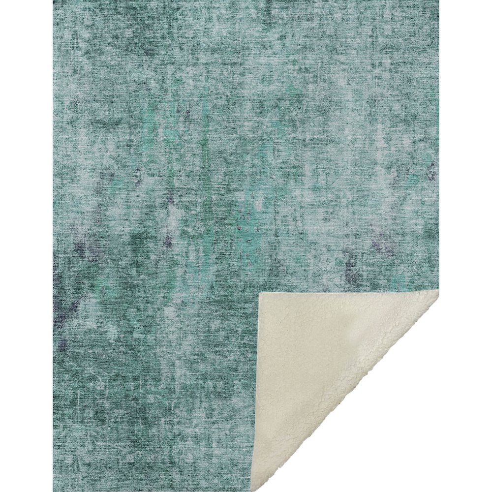 Premium Machine Washable ASB655 Teal 50" x 70" Sherpa Throw Blanket. Picture 1