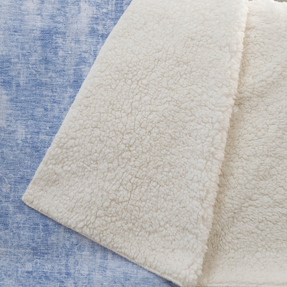 Premium Machine Washable ASB656 Blue 50" x 70" Sherpa Throw Blanket. Picture 2