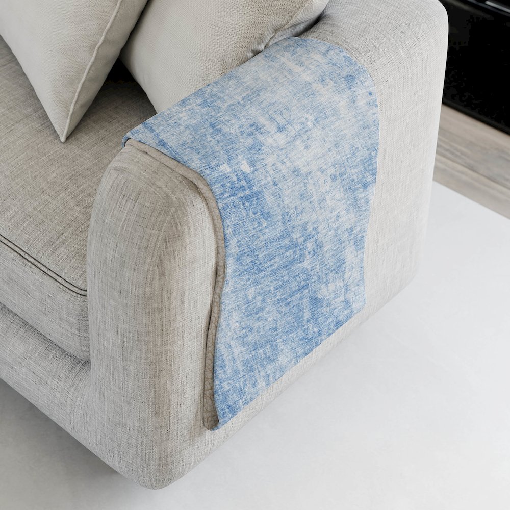 Premium Machine Washable ASB656 Blue 50" x 70" Sherpa Throw Blanket. Picture 4