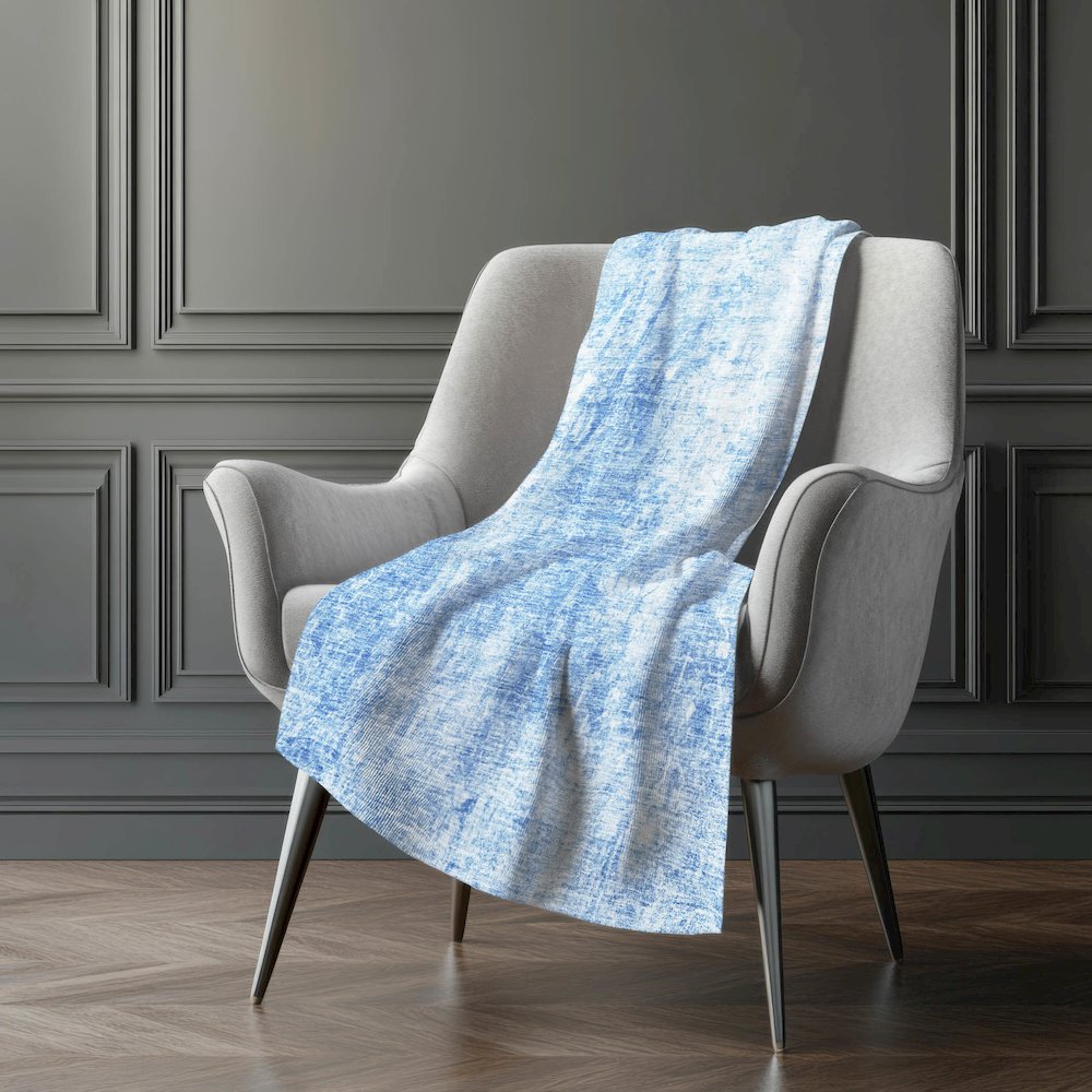 Premium Machine Washable ASB656 Blue 50" x 70" Sherpa Throw Blanket. Picture 5