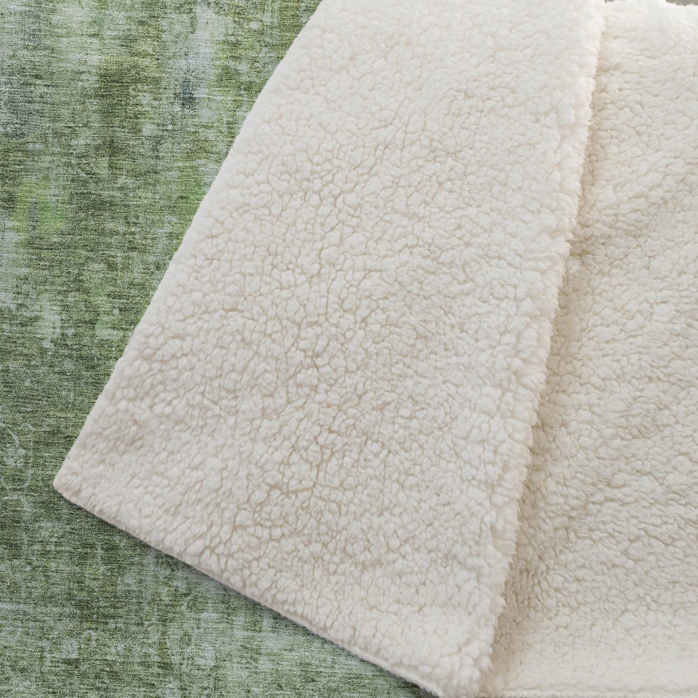 Premium Machine Washable ASB656 Olive 50" x 70" Sherpa Throw Blanket. Picture 2