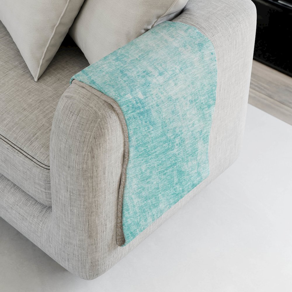 Premium Machine Washable ASB656 Teal 50" x 70" Sherpa Throw Blanket. Picture 4