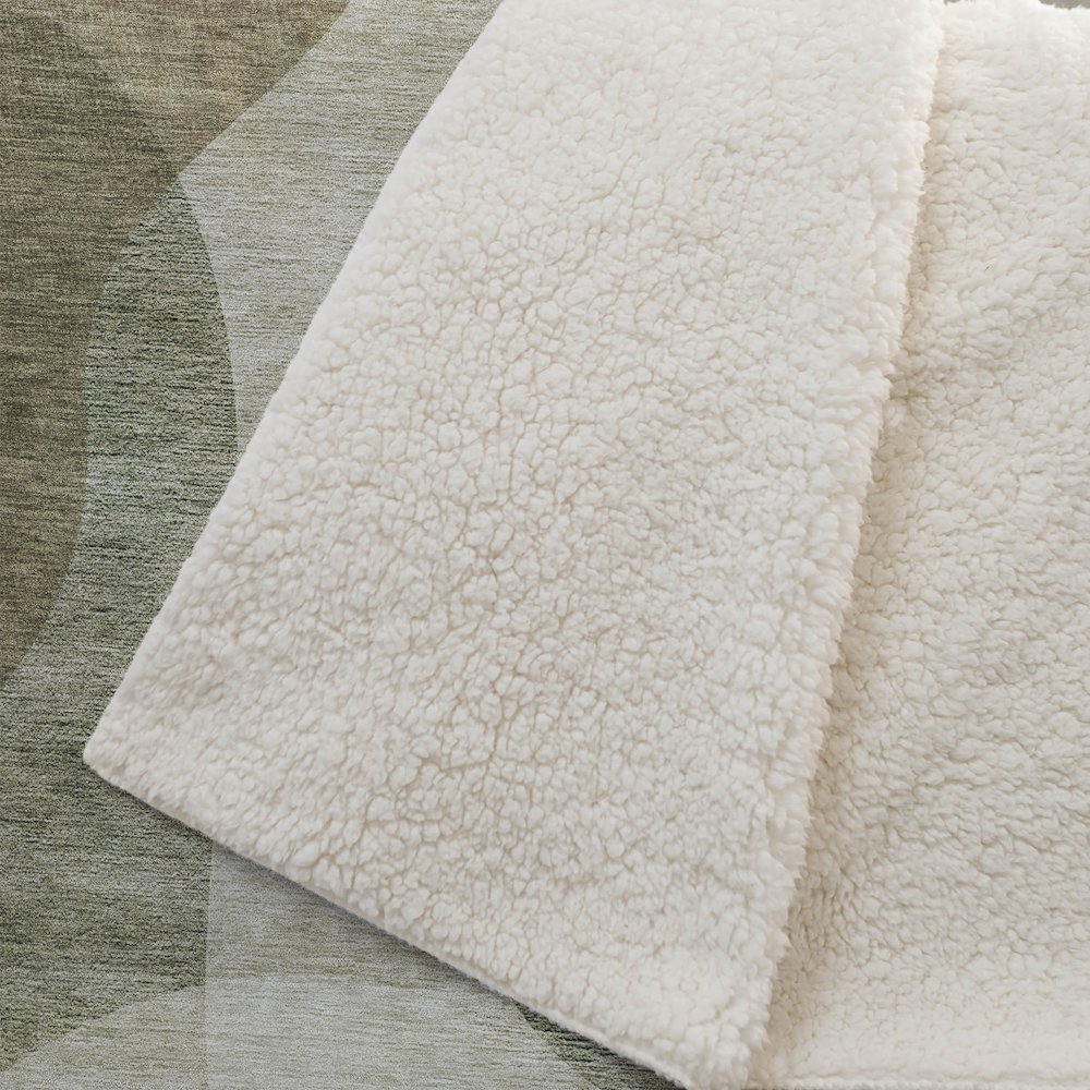 Premium Machine Washable ASB657 Beige 50" x 70" Sherpa Throw Blanket. Picture 2