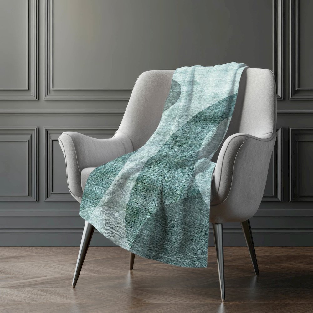 Premium Machine Washable ASB657 Green 50" x 70" Sherpa Throw Blanket. Picture 5