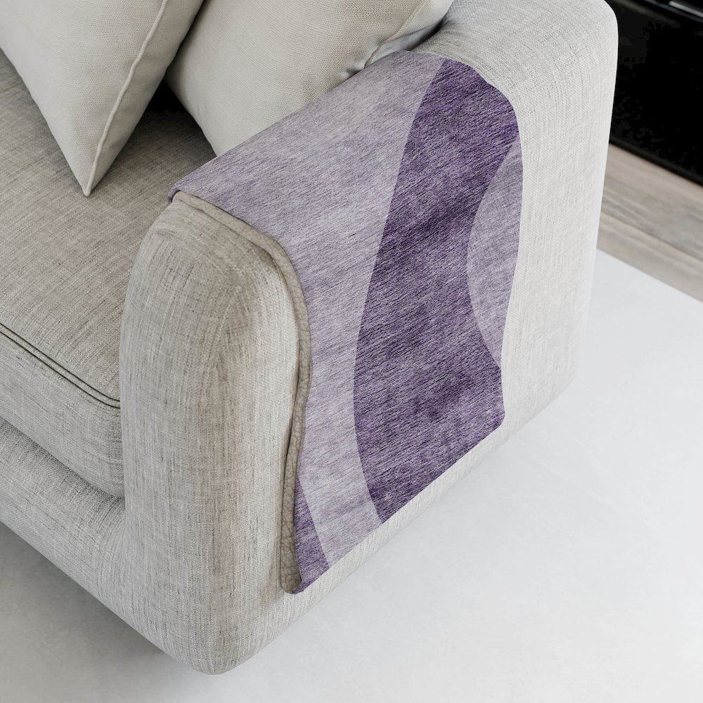 Premium Machine Washable ASB657 Purple 50" x 70" Sherpa Throw Blanket. Picture 4