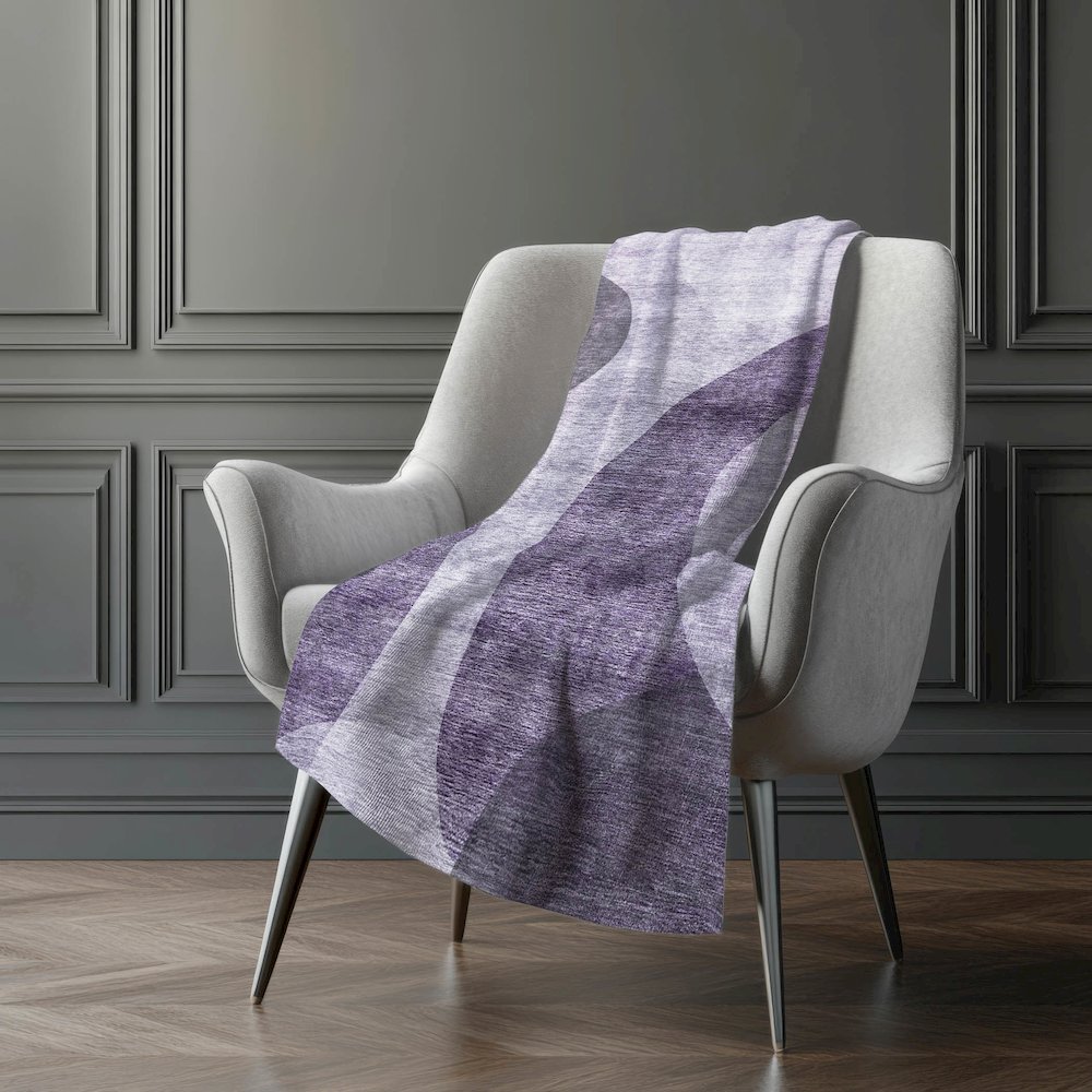 Premium Machine Washable ASB657 Purple 50" x 70" Sherpa Throw Blanket. Picture 5
