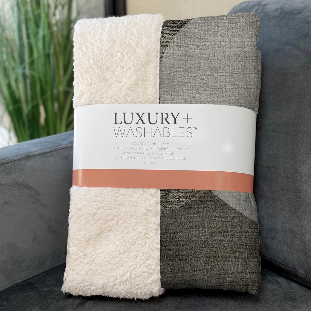 Premium Machine Washable ASB657 Taupe 50" x 70" Sherpa Throw Blanket. Picture 3