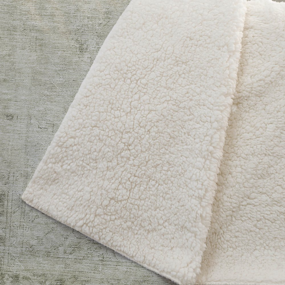 Premium Machine Washable ASB658 Beige 50" x 70" Sherpa Throw Blanket. Picture 2