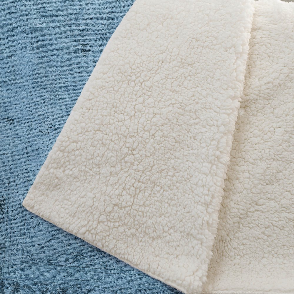 Premium Machine Washable ASB658 Blue 50" x 70" Sherpa Throw Blanket. Picture 2