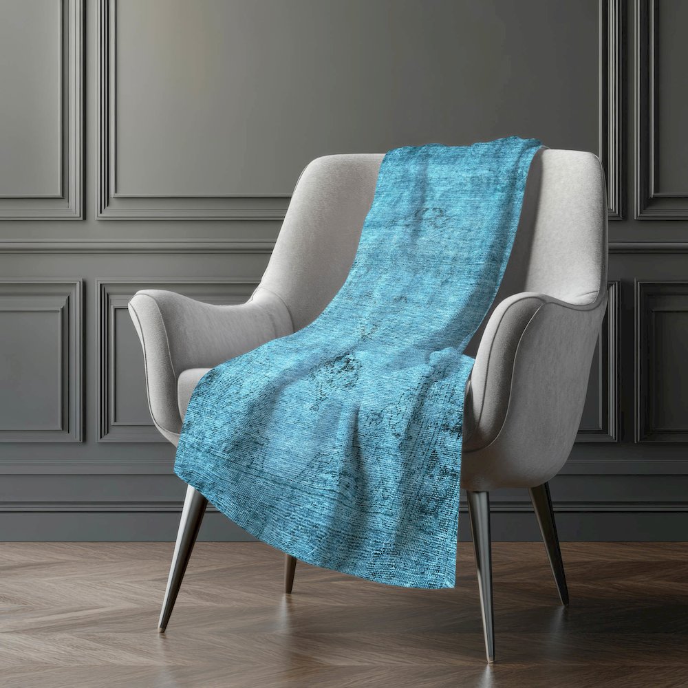 Premium Machine Washable ASB658 Blue 50" x 70" Sherpa Throw Blanket. Picture 5