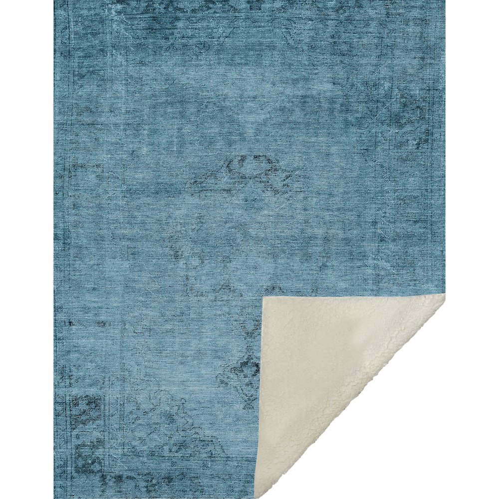 Premium Machine Washable ASB658 Blue 50" x 70" Sherpa Throw Blanket. Picture 1