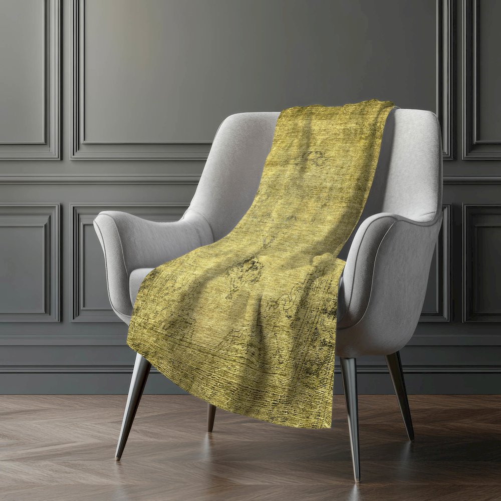 Premium Machine Washable ASB658 Gold 50" x 70" Sherpa Throw Blanket. Picture 5