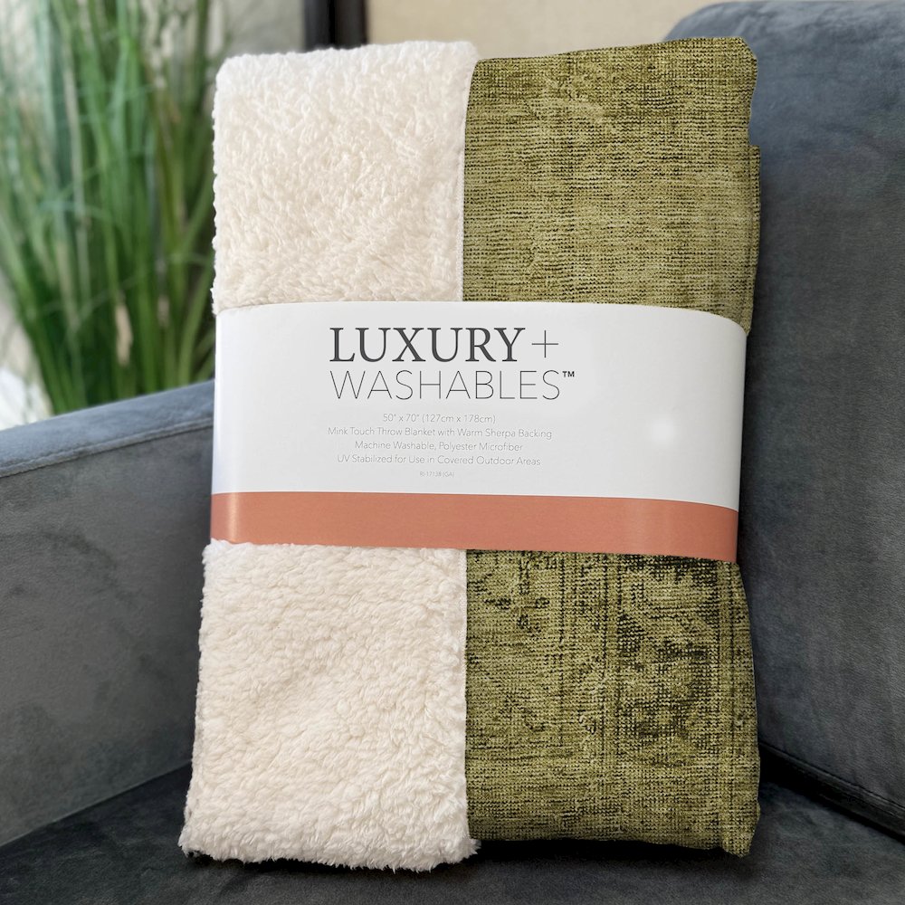 Premium Machine Washable ASB658 Gold 50" x 70" Sherpa Throw Blanket. Picture 3