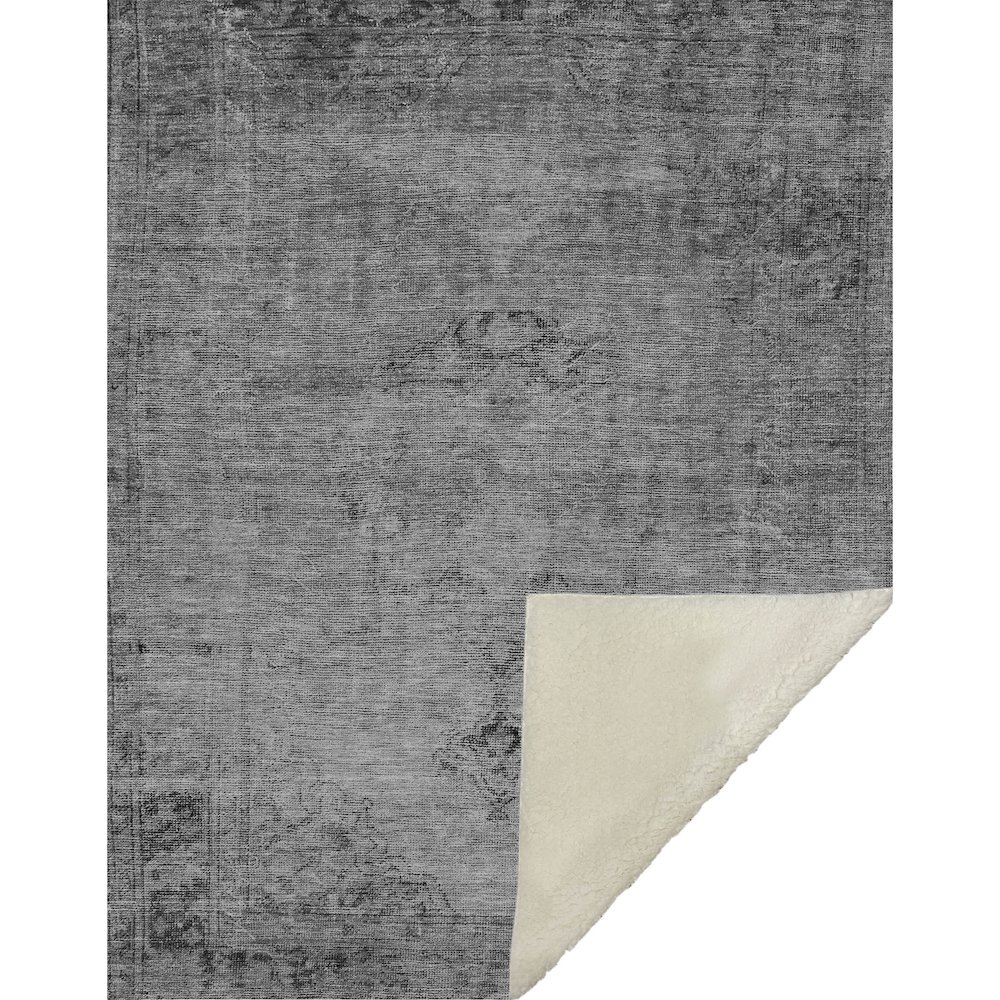 Premium Machine Washable ASB658 Gray 50" x 70" Sherpa Throw Blanket. Picture 1