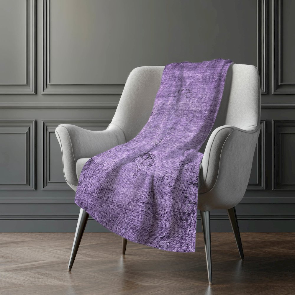 Premium Machine Washable ASB658 Purple 50" x 70" Sherpa Throw Blanket. Picture 5