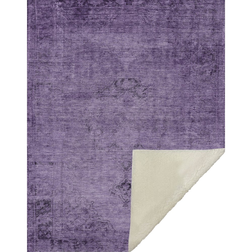 Premium Machine Washable ASB658 Purple 50" x 70" Sherpa Throw Blanket. Picture 1