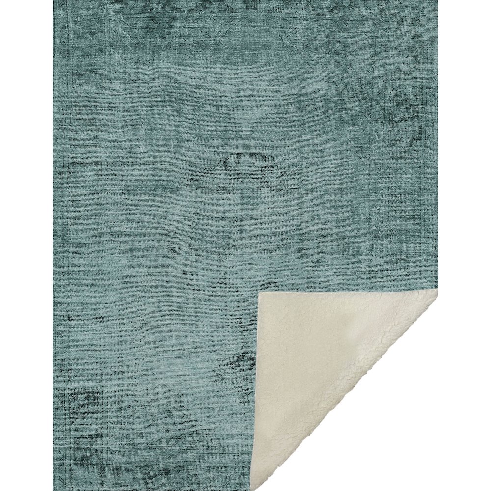 Premium Machine Washable ASB658 Teal 50" x 70" Sherpa Throw Blanket. Picture 1