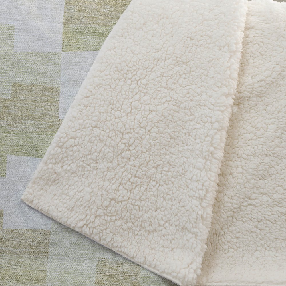 Premium Machine Washable ASB659 Beige 50" x 70" Sherpa Throw Blanket. Picture 2