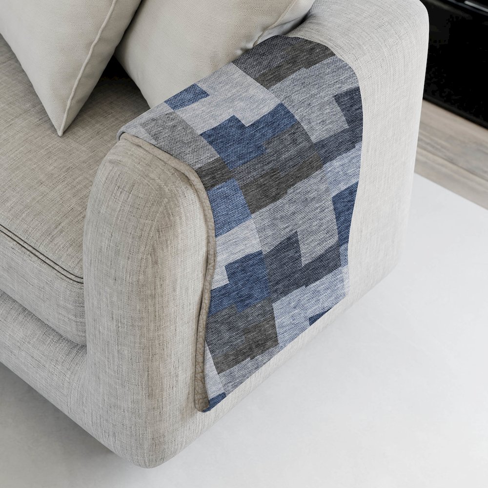 Premium Machine Washable ASB659 Blue 50" x 70" Sherpa Throw Blanket. Picture 4