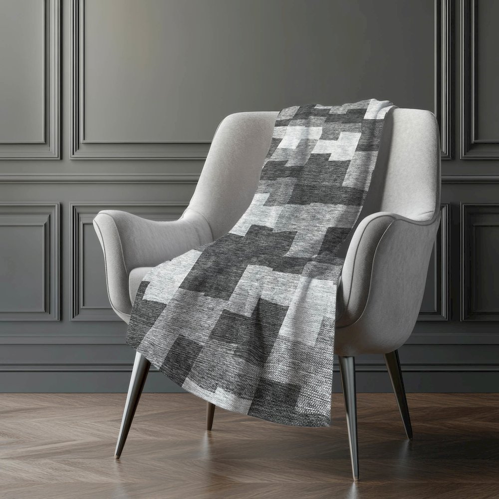 Premium Machine Washable ASB659 Gray 50" x 70" Sherpa Throw Blanket. Picture 5