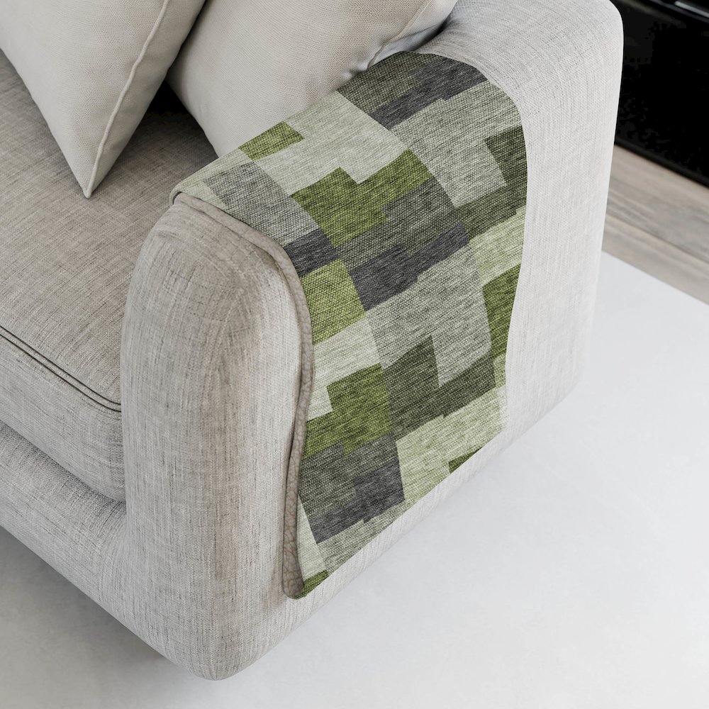 Premium Machine Washable ASB659 Olive 50" x 70" Sherpa Throw Blanket. Picture 4