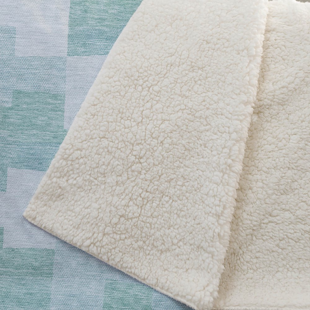 Premium Machine Washable ASB659 Teal 50" x 70" Sherpa Throw Blanket. Picture 2