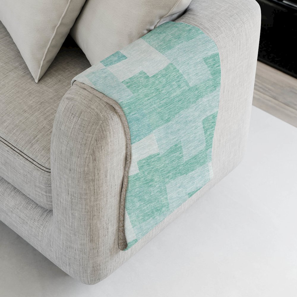Premium Machine Washable ASB659 Teal 50" x 70" Sherpa Throw Blanket. Picture 4