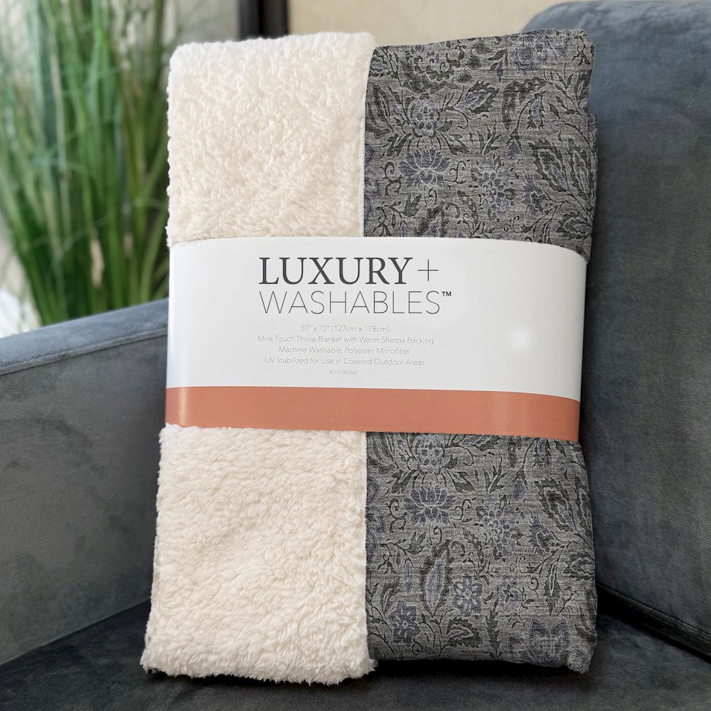 Premium Machine Washable ASB660 Khaki 50" x 70" Sherpa Throw Blanket. Picture 3